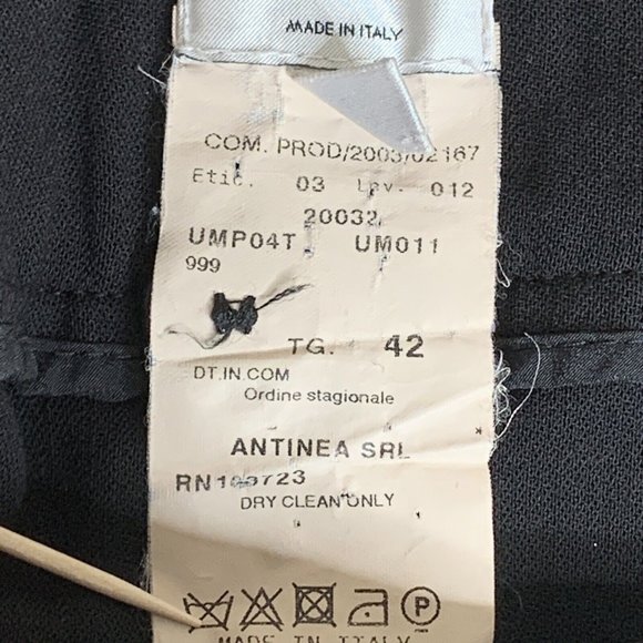 Giorgio Armani Collezioni Pants Womens 6  Black Flat Front Double Button & Zip - Picture 7 of 8